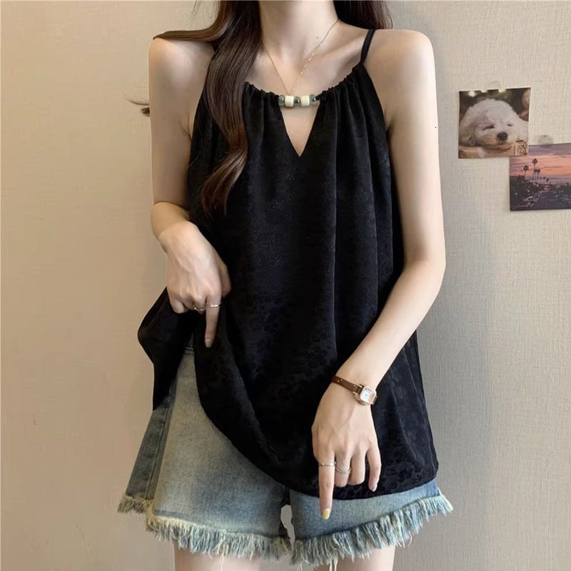 Designer 2026 Plus-size Luxury Stylish Halter Neck Camisole For Women, Summer New Style, Loose And Slimming, With Ties, Sleeveless Top Free Shipping