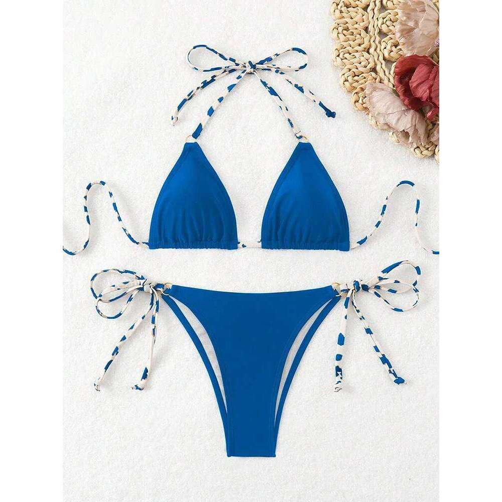 Sexy 2025 costume da bagno da donna halter con lacci sul retro micro perizoma bikini con lacci costumi da bagno femminili per donna costume da bagno