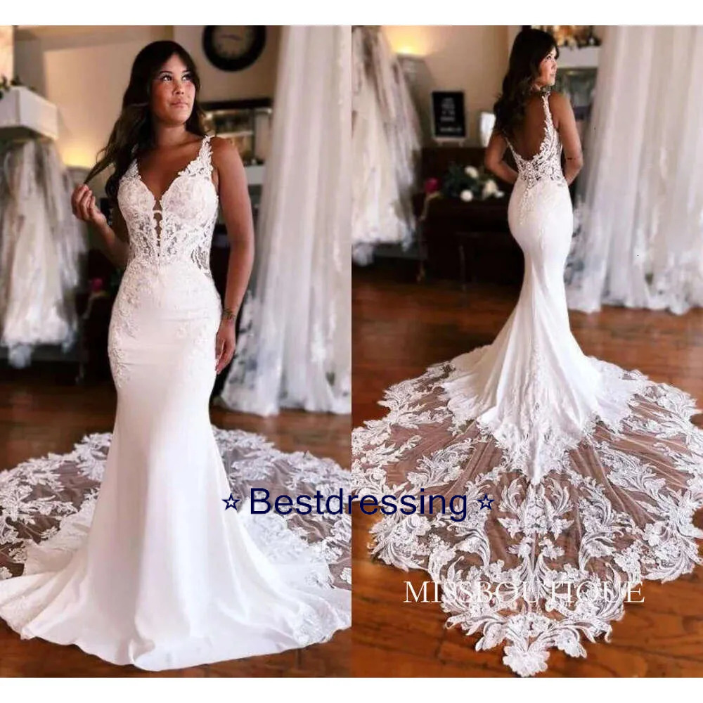 Gorgeous Lace Mermaid Dresses Sexy Open Back Spaghetti Straps Long Bridal Gowns Western Country Wedding Robes Bc16968 B0302 Bd625