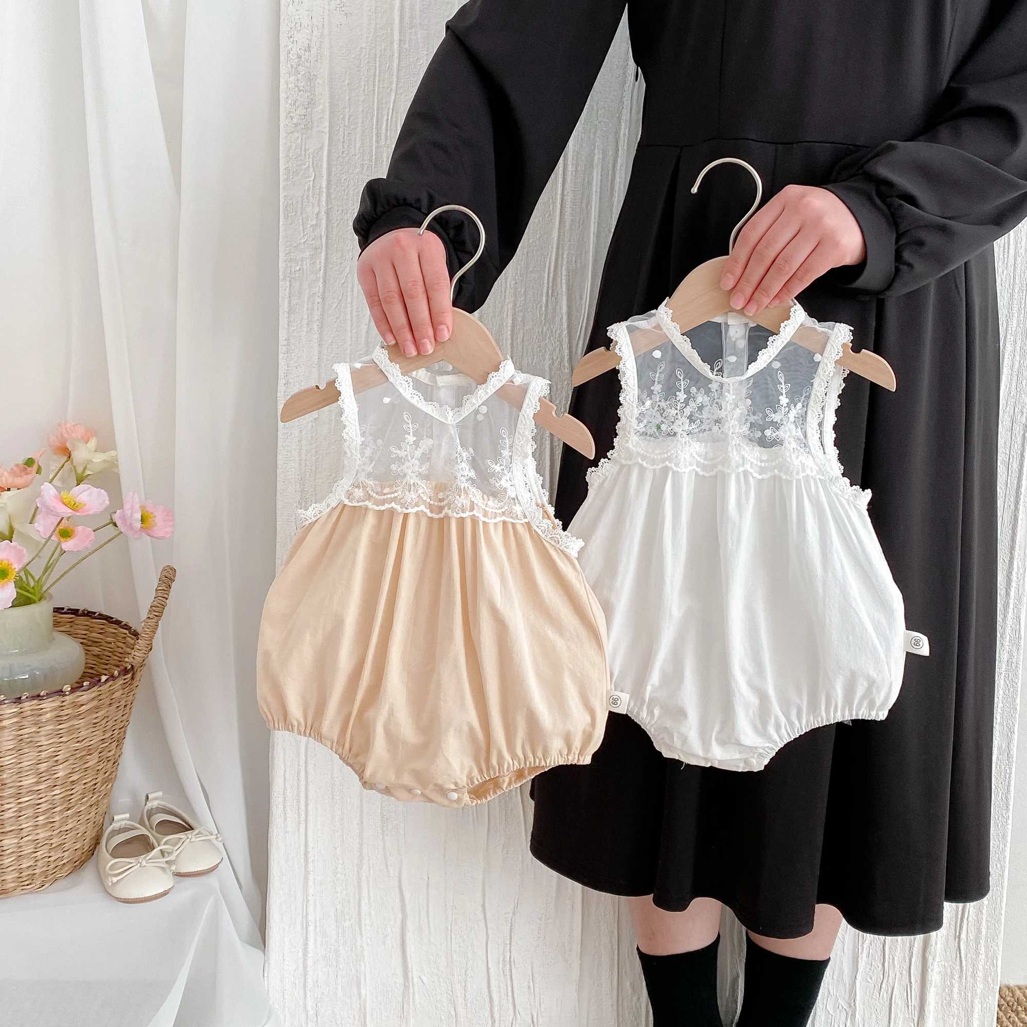 Korean style summer baby girl sweet sleeveless lace jumpsuit baby girl fashion comfortable vest jumpsuit perfect for going out Y2606258NRR