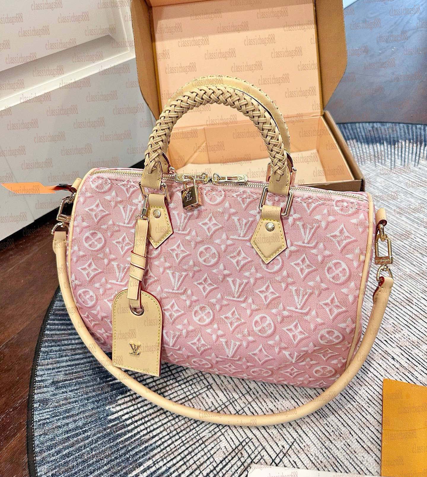 2026 Summer New Collection denim fabric FW26 PRAFALL Women shoulder bag Classic handbag High quality coated canvas KEEPALL10A Travel bag Shopping ba