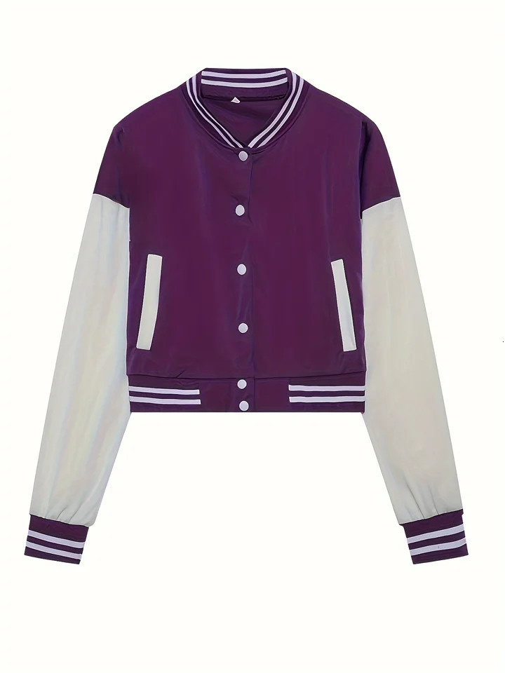Spring and Autumn European N Womens Color Matching Jacket Singlebreasted Lettered Baseball 260624