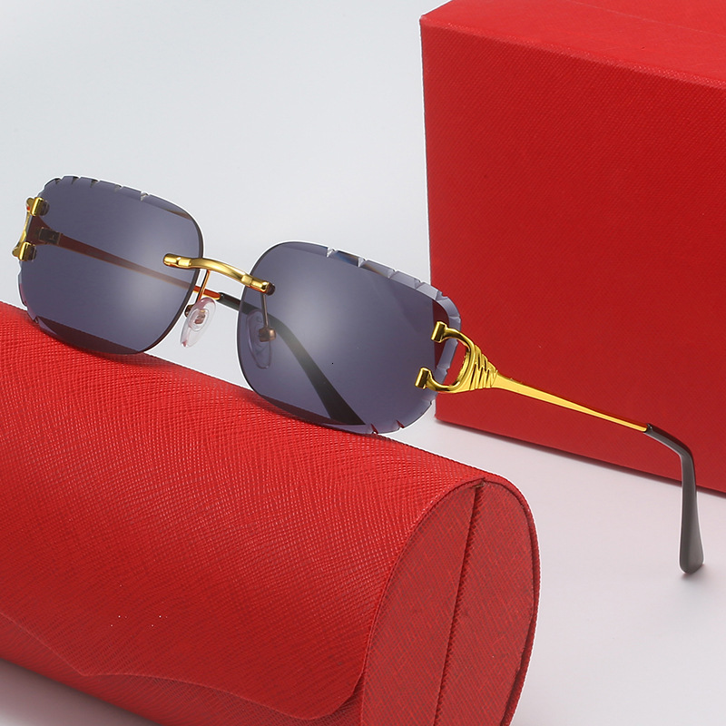 luxury frameless designer sunglasses diamond cut square womens sunglasses european and american ins street style outdoor sunglasses fashionable sung