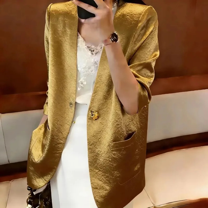 y Short Sleeves Blazers Women White Black Suit Summer Thin Jacket Office Ladies Tops Highend Blazer Mujer 260625