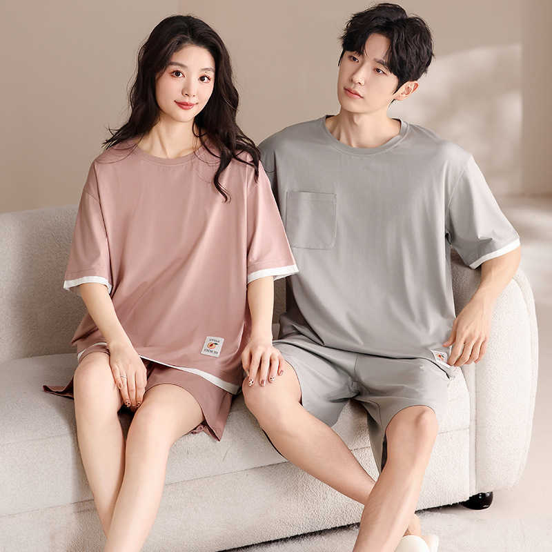 Short Pajamas Couples Sleeve Summer Shorts Modal 2025 new thin mens and womens home wear set pyjama homme Mujer Lovers M260625