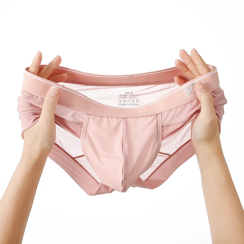 Summer Mens Underwear Boxers Bulge Ice Silk Briefs Ultra-thin Breathable Cool Panties 260622