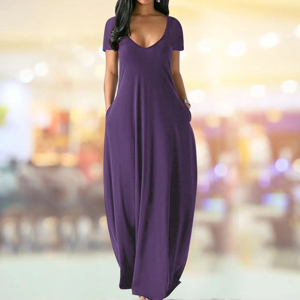 Summer Sexy Women Solid Color Boho Maxi Club Dress Casual Long Dress Party Infinity Robe Longue Femme 260625BJ