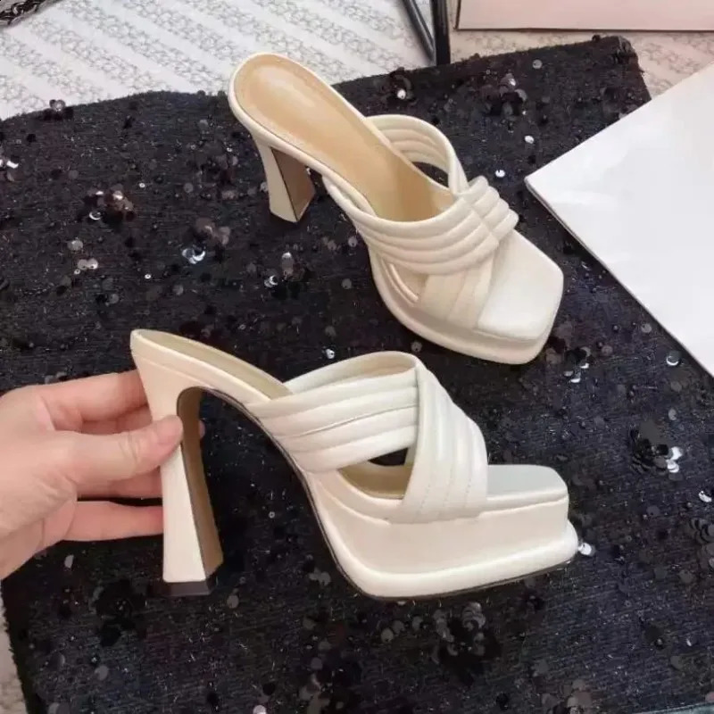 Fashionable Summer High Heel Sandals Womens Black Waterproof Platform Clogs Versatile Elegant Thin Stiletto Heels Shoes 260625