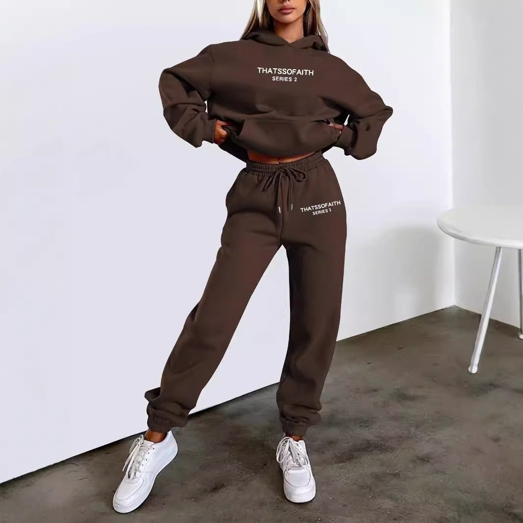 Designer 2026 European And American Hot-selling Women's Letter Print Hoodie Sweatshirt Fashion Casual Fleece Luxury Long Pants Set Free Shippin
