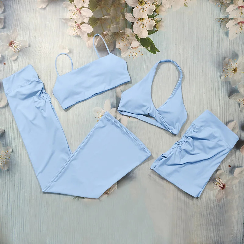 234 Piece Yoga Sets Sports Outfits Butt Lifting Fitness Suit Scrunch Womens Tracksuit Flared Pants Short Bra Gym Workout Wear 260625