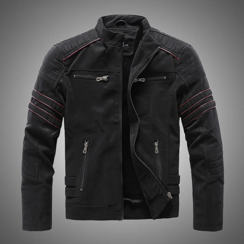 Casual Motorcycle Winter Men Winter Leather Jacket Inner Fleece PU Coat Faux Leather Jackets Mens Clothing Streetwear 260624