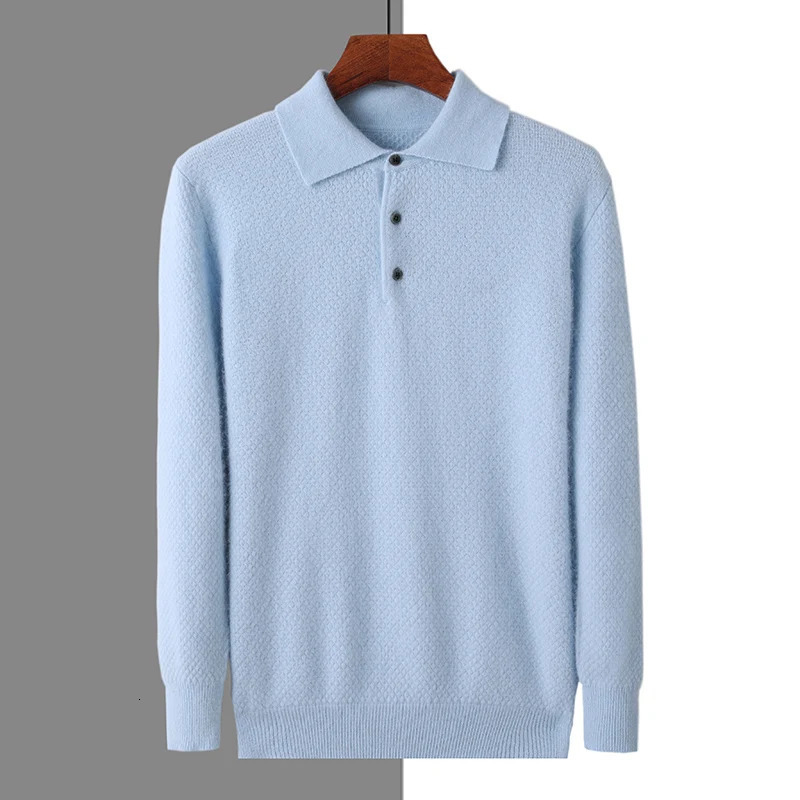 Mens 100 Mink Cashmere Large Size Sweaters Autumn Winter Solid POLO-neck Casual Knit Pullovers Men Long Sleeve Warm Jumper to 260624
