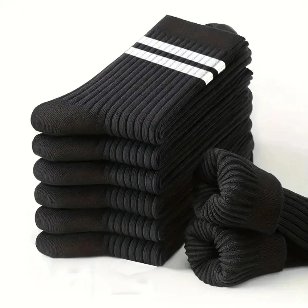 610 Pairs Mens Socks Spring Autumn Simple Casual Black White Striped Breathable Mid Tube Sock Highquality Round Neck 260622