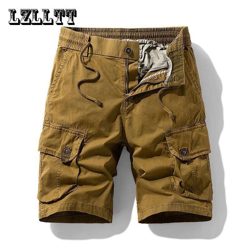 Summer Men Cargo Cotton Mens Beach Multi Pocket Pants Man Spring Casual Fashion Joggers Shorts Male 26Y0625