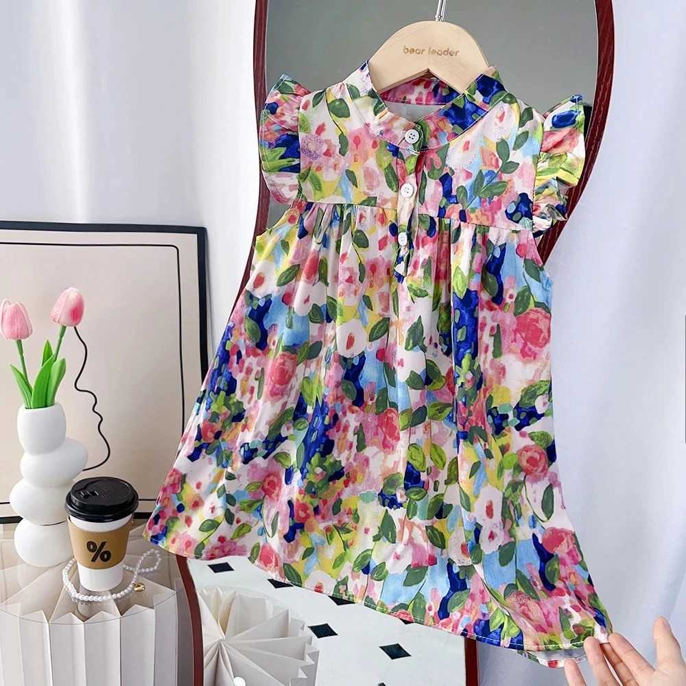 Girls Summer New Fashion Clothing Sleeveless O-Neck Print Loose A-Line Dress 1 Pc 2-7 Years Children Vacation Casual Wear Y260625YPFI