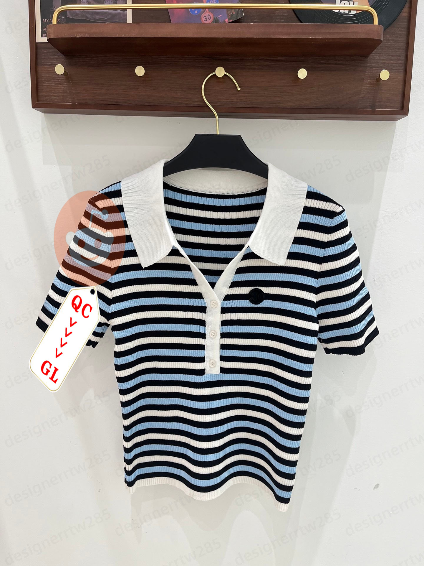 Coquette Esthétique Vintage Chemisier Marque De Luxe Logo Dentelle Ouvert Tricot Tee Femmes Bleu Clair Manches Evasées Pull Vêtements De Créateur