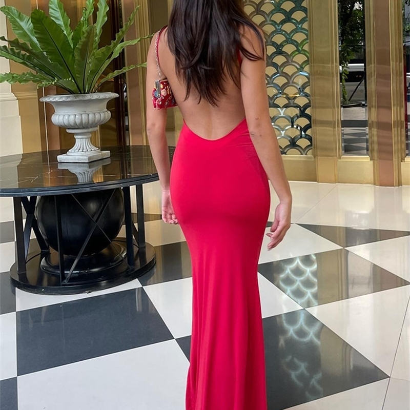 Hugcitar 2025 Spring Solid Sleeveless Backless Elegant Sexy Bodycon Y2K Maxi Prom Dres Clothes Birthday Party Casual y260613banjia