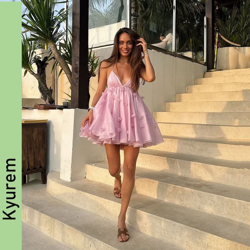 Prom Dresses V Neck Backless Cocktail Gowns 3D Flower Homecoming evening Dresses Elegant Party Dresses Custom Made color/size Robe De Soiree