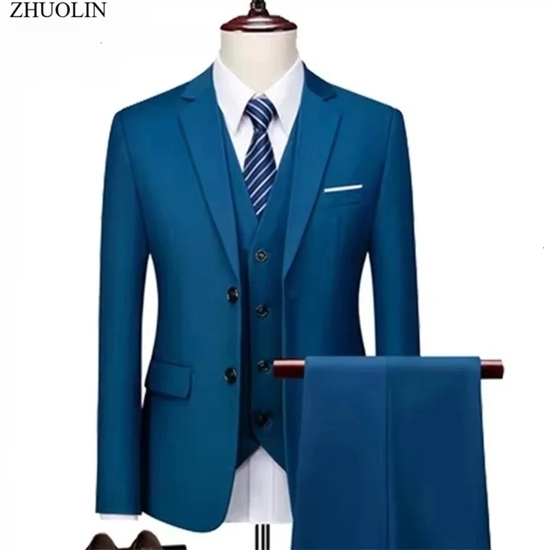 Suits For Men Elegant Wedding 3 Pieces Blazers Outfit 2 Set Jackets Vest Pants Full 2025 Fashion Classic Business Formal 260624BJ