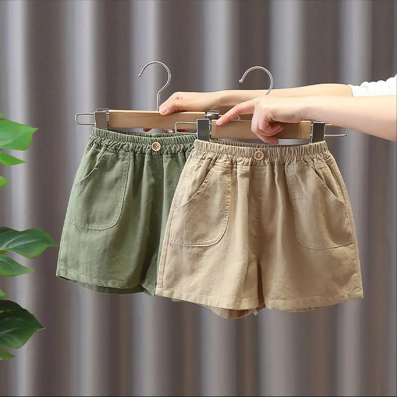 Kids Boys Summer Shorts Solid Elastic Waist Beach Toddler Pants with Pocket for 7M-7T Children Casual Loose Clothes260625