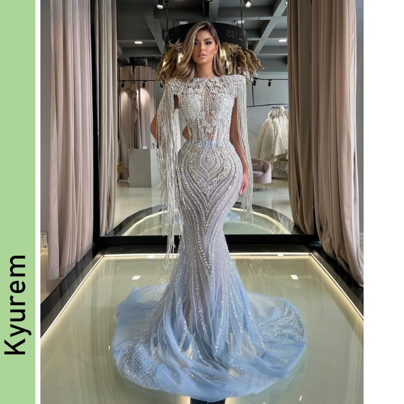 Crystals Mermaid Evening Dresses Luxury Beaded Celebrity Dresses with Tassels Prom Party Dresses 2026 Robes De Soiree Vestidos De Fiesta