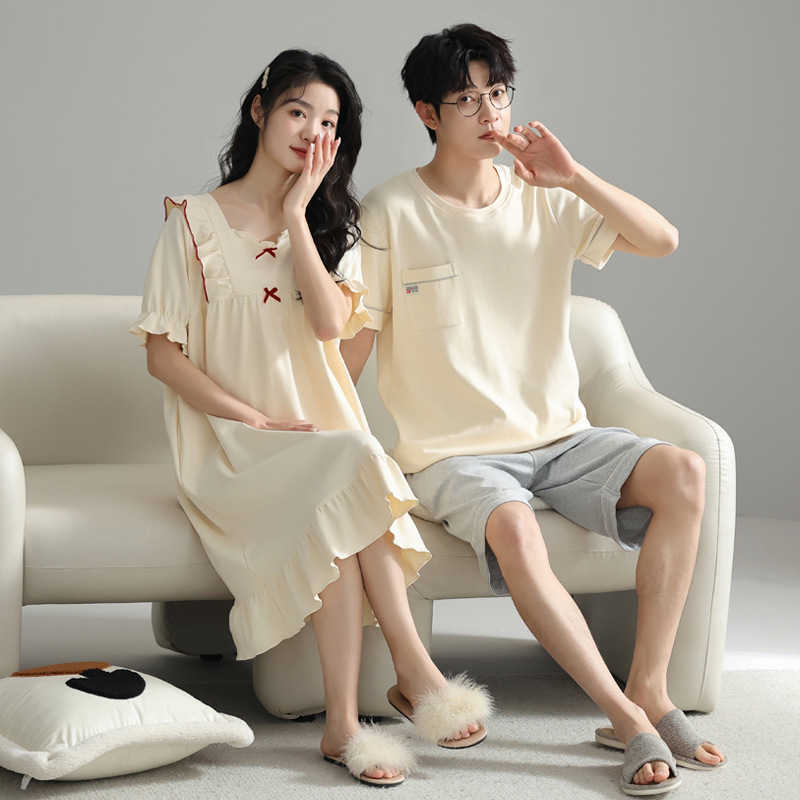 Pigiama corto da donna nuova coppia manica camicia da notte cotone casual vestiti per la casa pantaloncini estivi indumenti da notte uomo pijamas pa