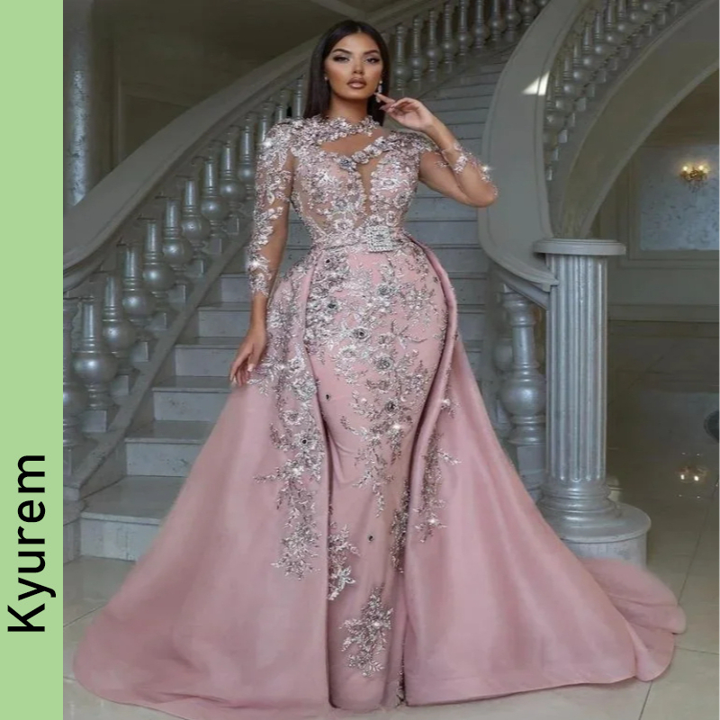 Evening Dresses Mermaid Long Sleeves Appliques Middle East Saudi Arabia Dubai Robe De Soiree Prom dresses party Gown Custom Made color/size