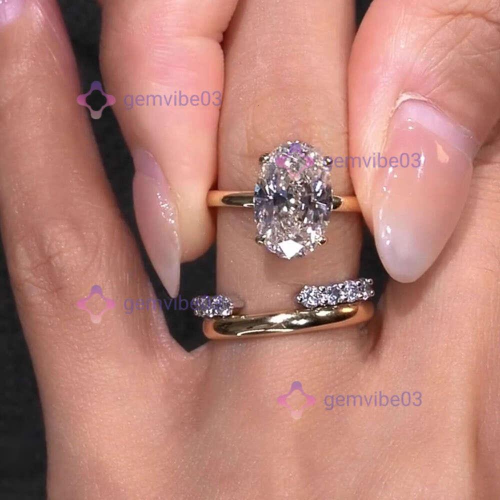Fine Jewelry Custom 18K Gold moissanite 3CT Oval Cut Grown Vvs Lab Created Ring For Women With IGI Certified