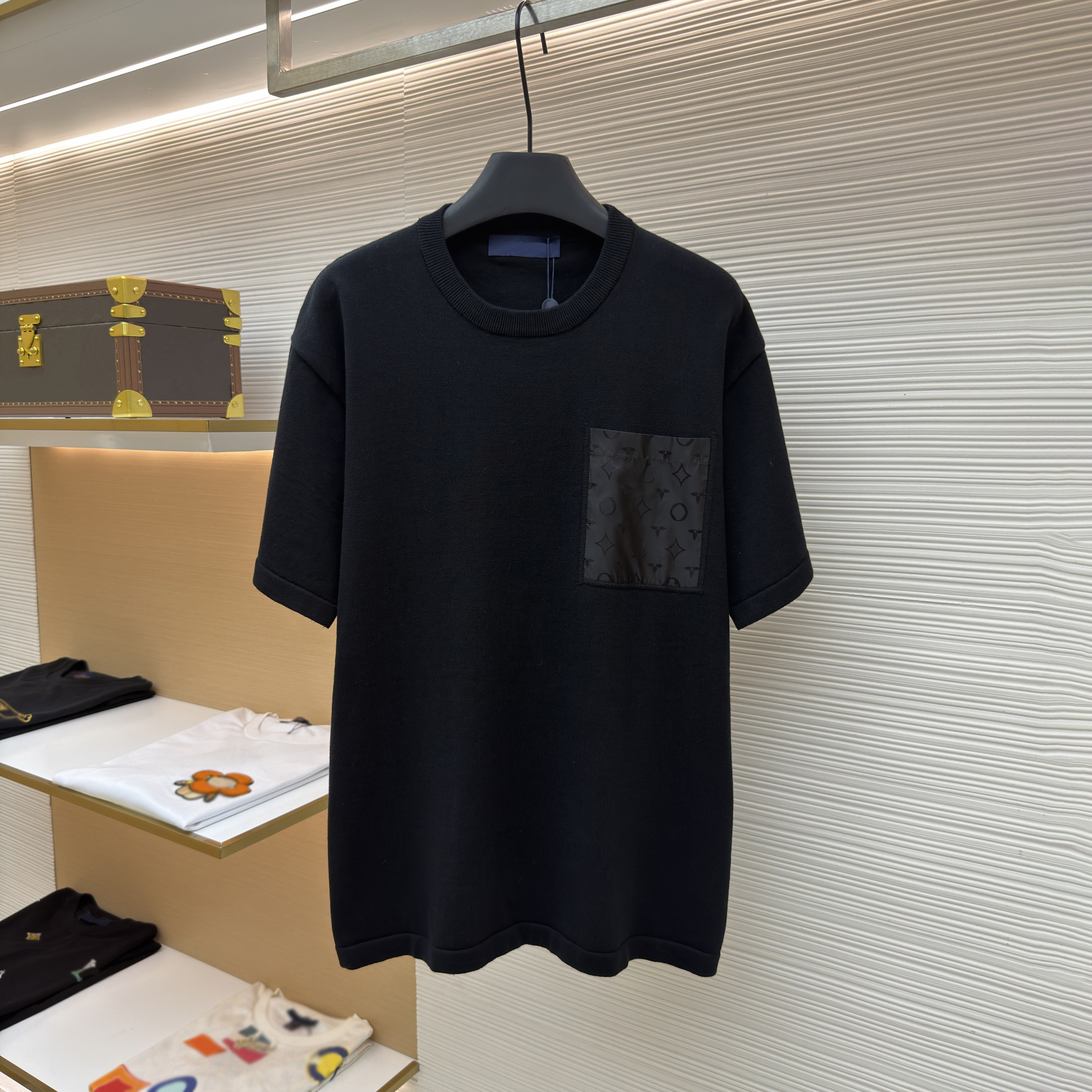 Designer brand high-quality men's T-shirt Polo shirt, men's T-shirt with classic pocket jacquard patchwork knitted short sleeves, casual s