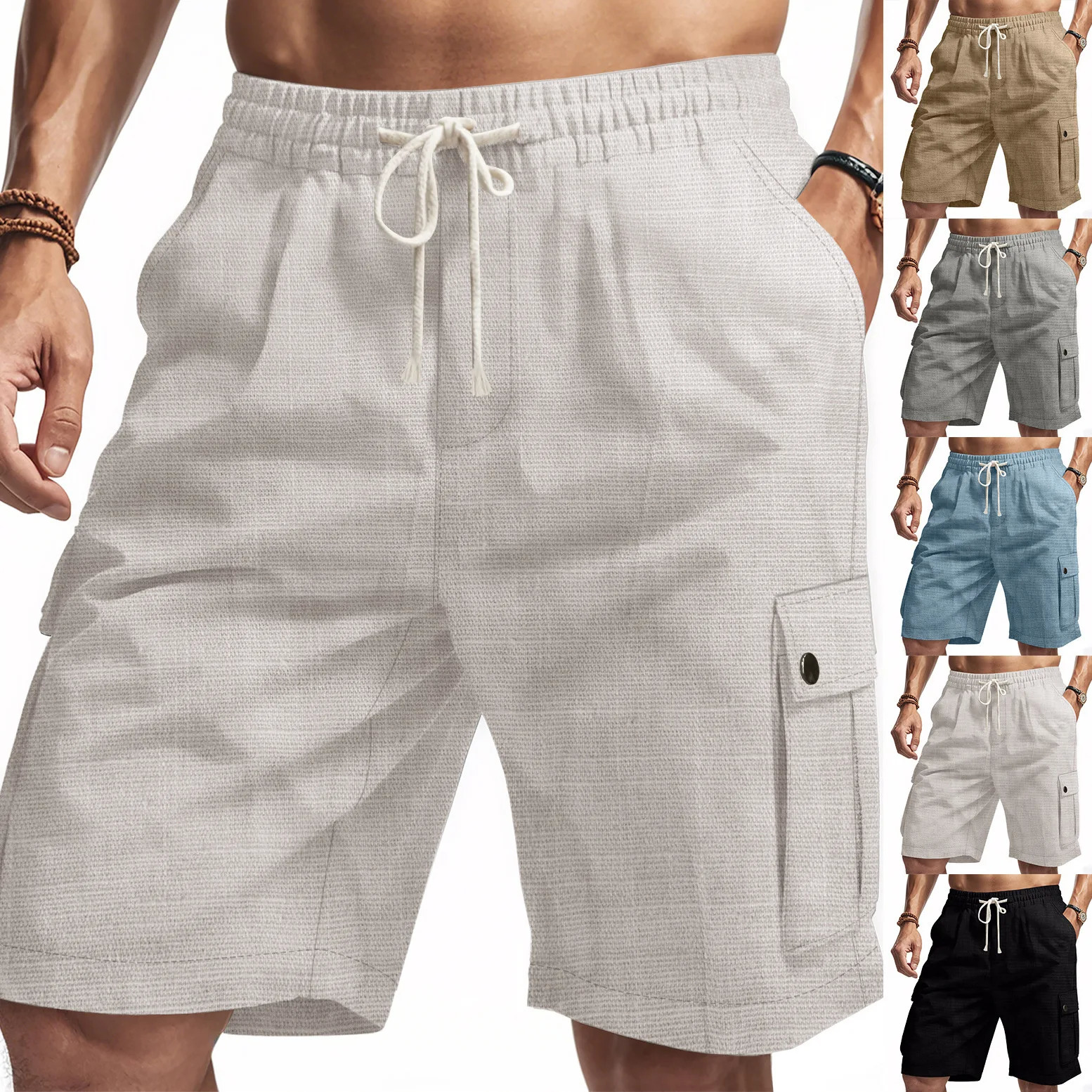 2025 Selling Summer Outdoor Tactical Comfortable and Fashionable Classic Mens Linen Beach Casual Shorts 260624