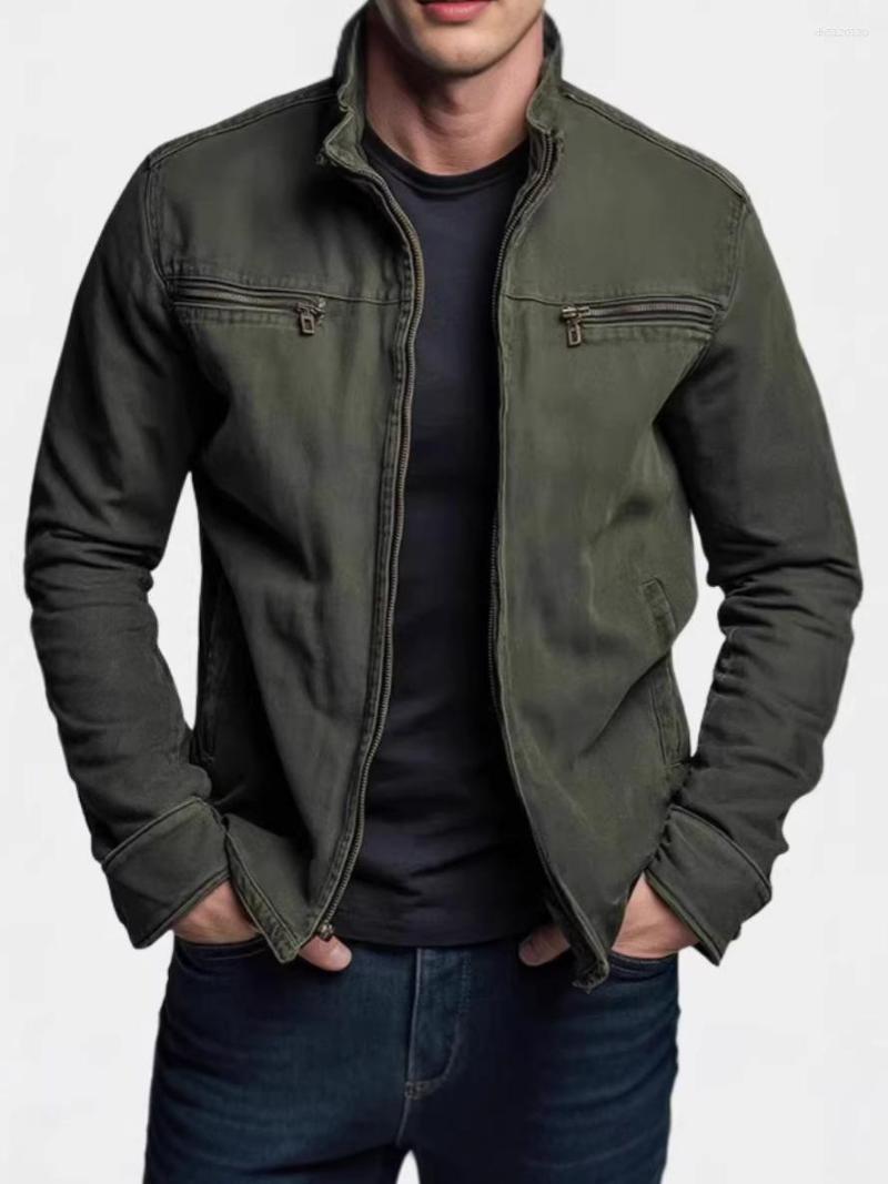 Men's Jackets Cross-Border Retro Casual Jacket Stand-Up Collar Bomber Spring Style Outdoor Commuting European And American Foreign
