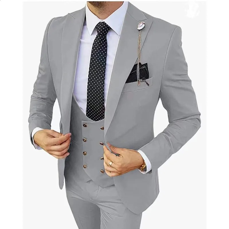 Italian ner Mens Clothing High Quality 3 Piece Suit Set Business Fashion Wedding Blazer Coat Vest Pant Plus Sizes 260624BJ
