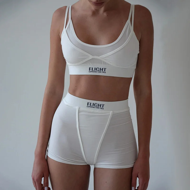 ONE TO WAN Sporty 2 Pieces Set for Woman Outfit Crop Top And Shorts Matching Sets Active Wear Summer Y2K Clothes 260624