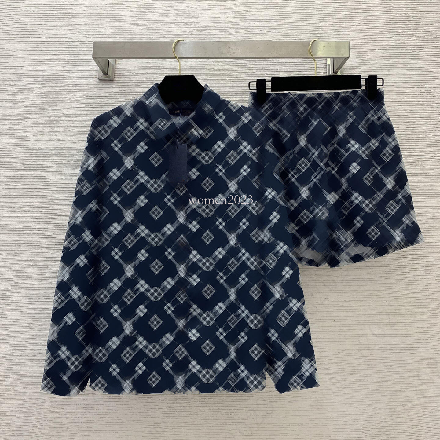 Brand tracksuit pants set designer women loose shirt two-piece blouse pants suit fashion logo elastic waist shorts vacation casual short pant 2pcs J