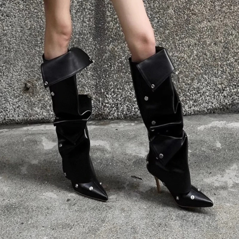 Winter Sexy Pointed Toe Womens Knee-High Boots Fashion Ladies High Heels Comfortable Warm Over-the-Knee High Boots 260624