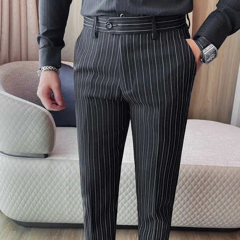 Men Suit Pants High Quality Korean Business Formal Wear Mens Office Trousers Slim Fit Casual Simple Striped Dress Male 36 260618