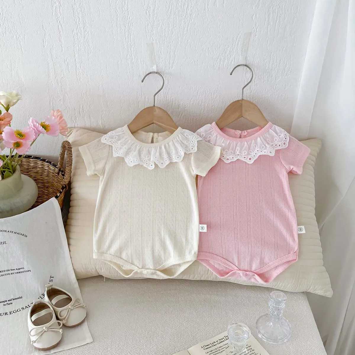 Ins Korean version of baby girl lace thin short sleeve jumpsuit baby girl cute sweet princess jumpsuit suitable for going out Y2606254QU8