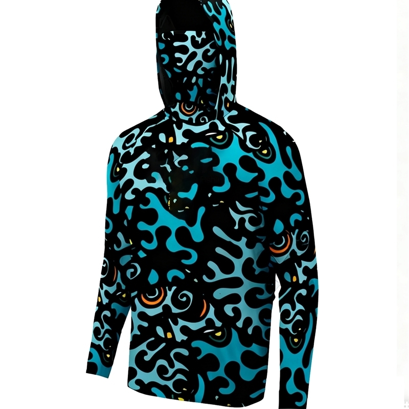 Mens Fishing Hoodie Shirt UPF 50 Quick Dry Performance Long Sleeve Sun Protection Jersey y260610