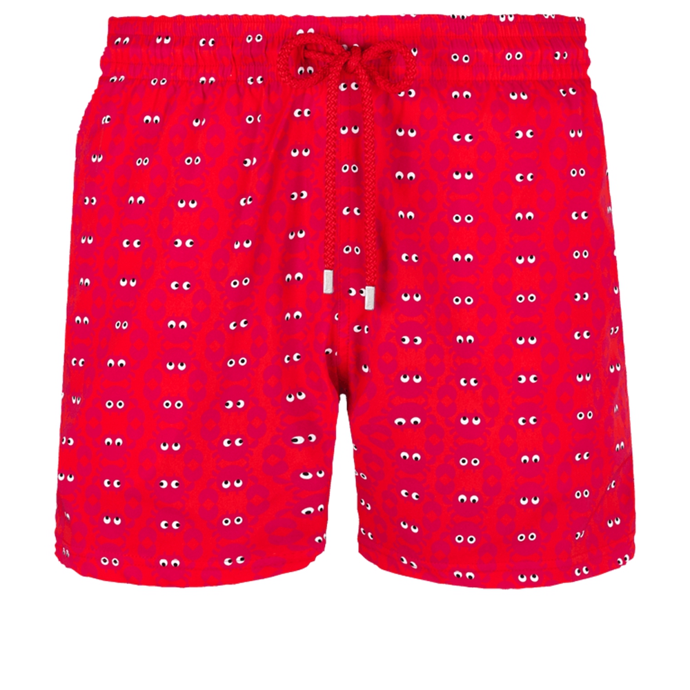 Men's Bright Red Cartoon Eye Print Swim Trunks Quick Dry Beach Shorts Elastic Waist Drawstring Boardshorts Summer Swimming Trunks for Vacation