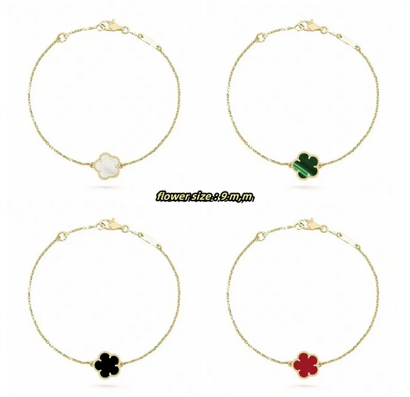 Fashion Classic 4/Four Leaf Clover Charm Bracelets Bangle Chain 18K Gold Agate Shell Mother-of-Pearl for Women&Girl Wedding Mother' Day Jewelry
