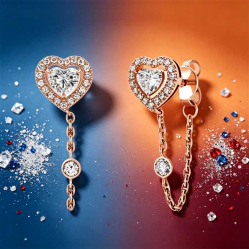 earrings designer for women 18k gold Jewelry Luxury Stud Earring Heart-shaped Chain Fashion diamond Versatile Exquisite Wedding Party gift Accessori