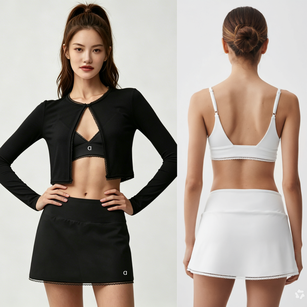 A2421 Nouvelle mode femmes Yoga soutien-gorge Sexy dentelle taille haute jupe courte vêtements de Yoga taille haute Abdomen mince fronde Blouse S