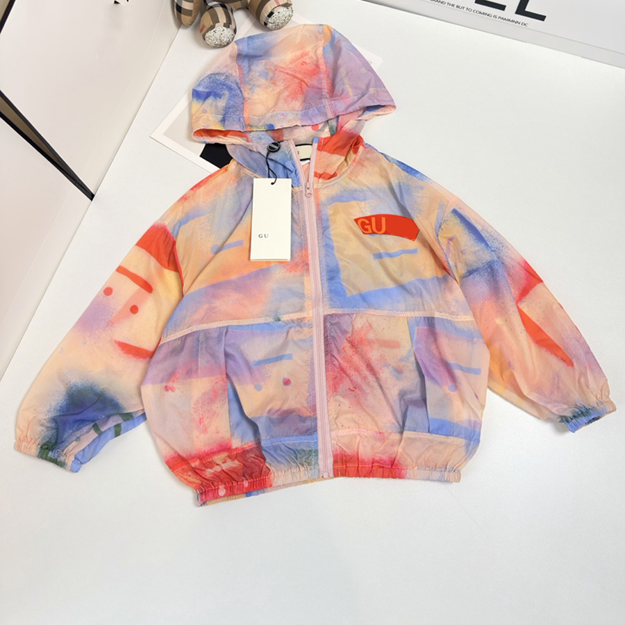 Kids Sun Protection Jacket Designer Toddler Hooded Zipper Coat Anti_UV Outerwear for Boy Girl Children Size 80CM-150CM 20260625