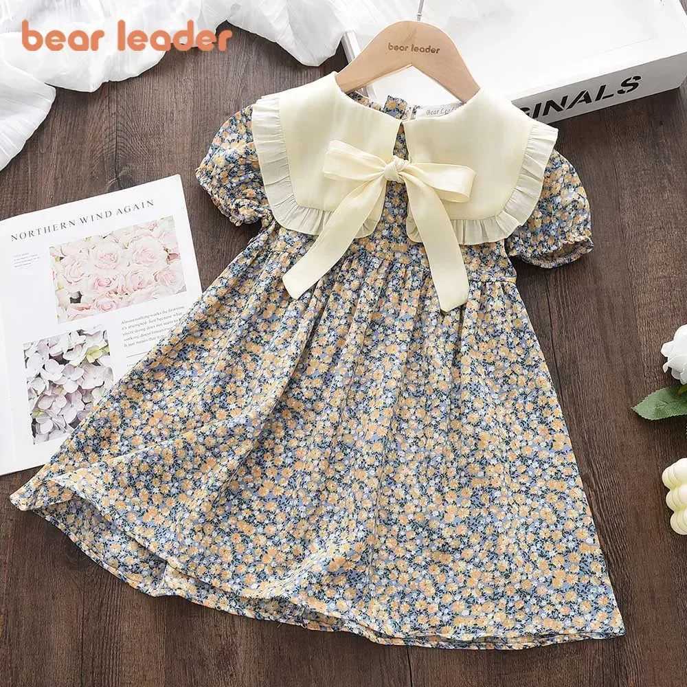 Bear Leader 2-7-year-old Childrens Clothing Girl Summer Dresses Korean Version Sweet and Cute Short Sleeved Bow Floral Dress Y26062592A6