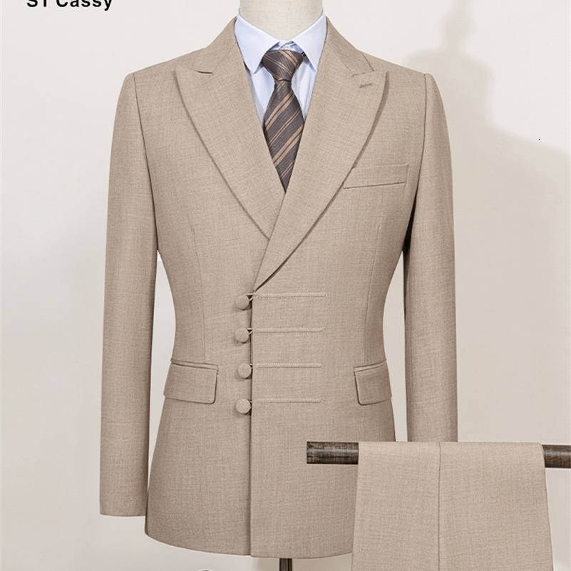 ST Cassy Elegant mens suits for wedding Slim fit Double Breasted Multiple buttons Casual Business Two-piece dress party outfit 260624BJ