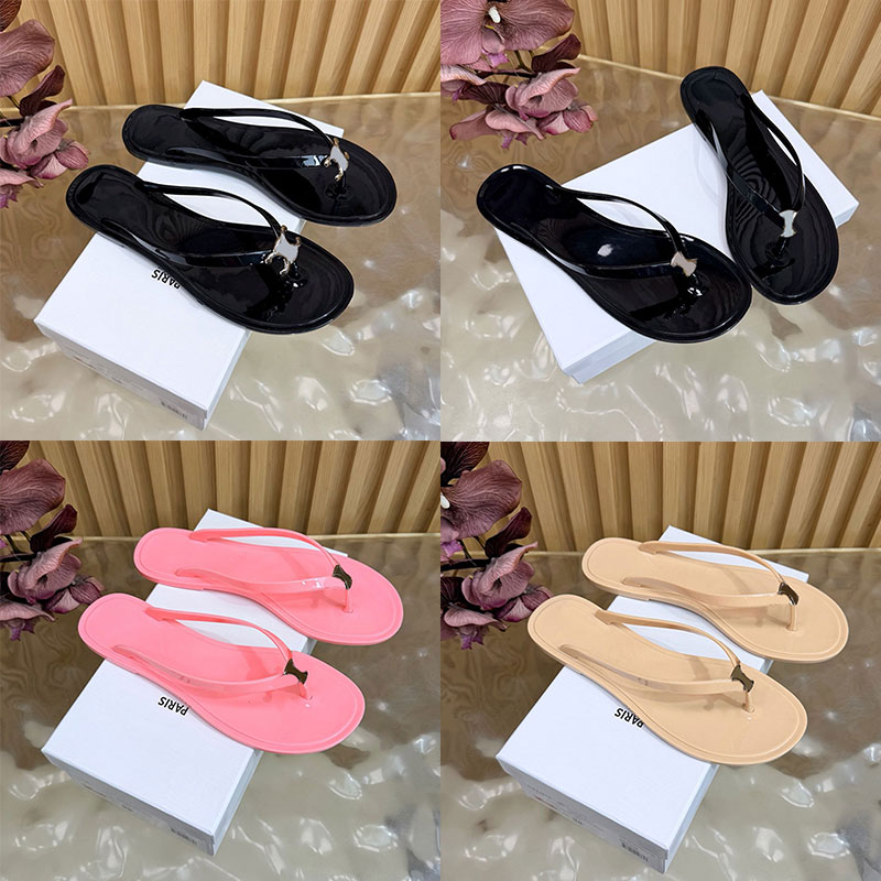 Womens Jelly Bay Sandal In Eco Certified Pvc Ladies Elegant Gold Metal Buckle Flat Thong Slippers Luxury Designer Summer Flat Flip Flops Size 35 41