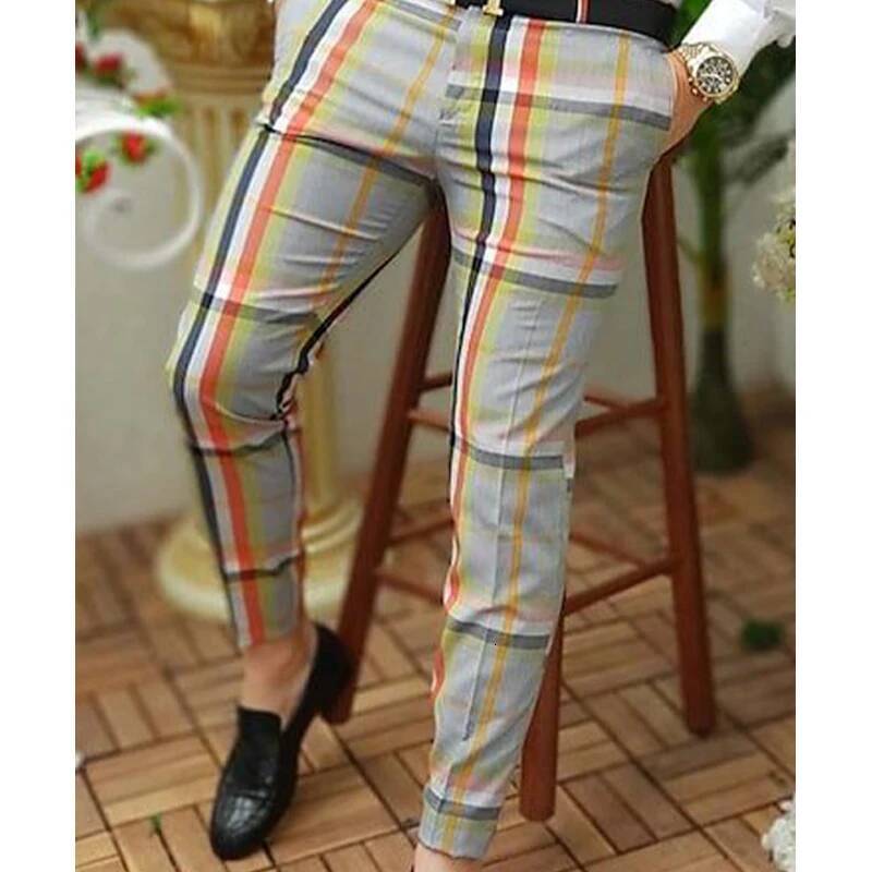 Fashion Mens Slim Straight Trousers Spring Summer Casual Button Long Pant Streetwear Men Vintage Graphic Pants