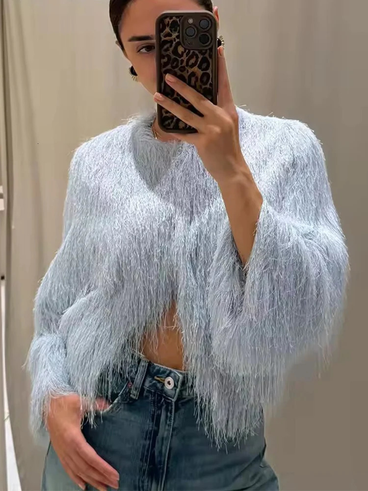 Tassel Decoration Short Coats Womens Fashion Wrist Sleeve Jackets for Women 2026 Elegant Office Ladies Casual Outerwear 260624
