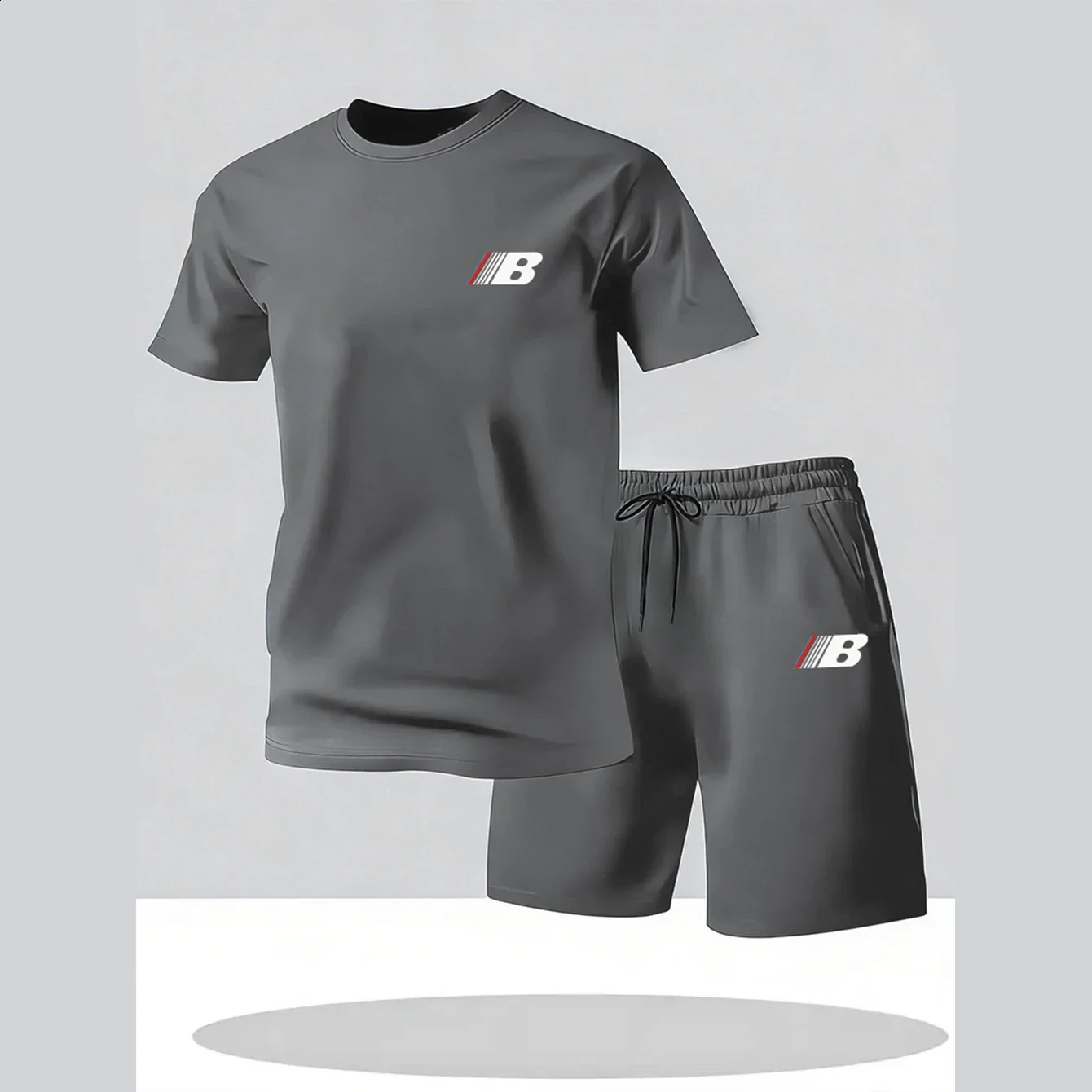 Sports Style Mens Summer Breathable Sportswear Short Sleeved T-shirtshorts Lightweight and Comfortable Casual 2-piece Set 260625