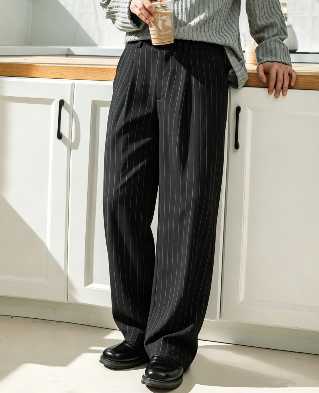 Summer Mens Striped Pants Loose Breathable Straightleg Formal Grooms Dress Suit Pant Streetwear Business Solid Color Trousers 260618